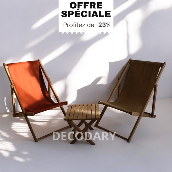 Duo Transat Extérieur avec Table – Collection Jardin Decodary